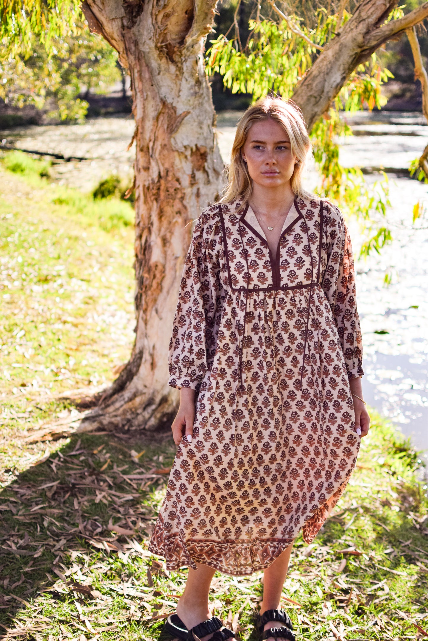 Anaya Midi Dress- Earth